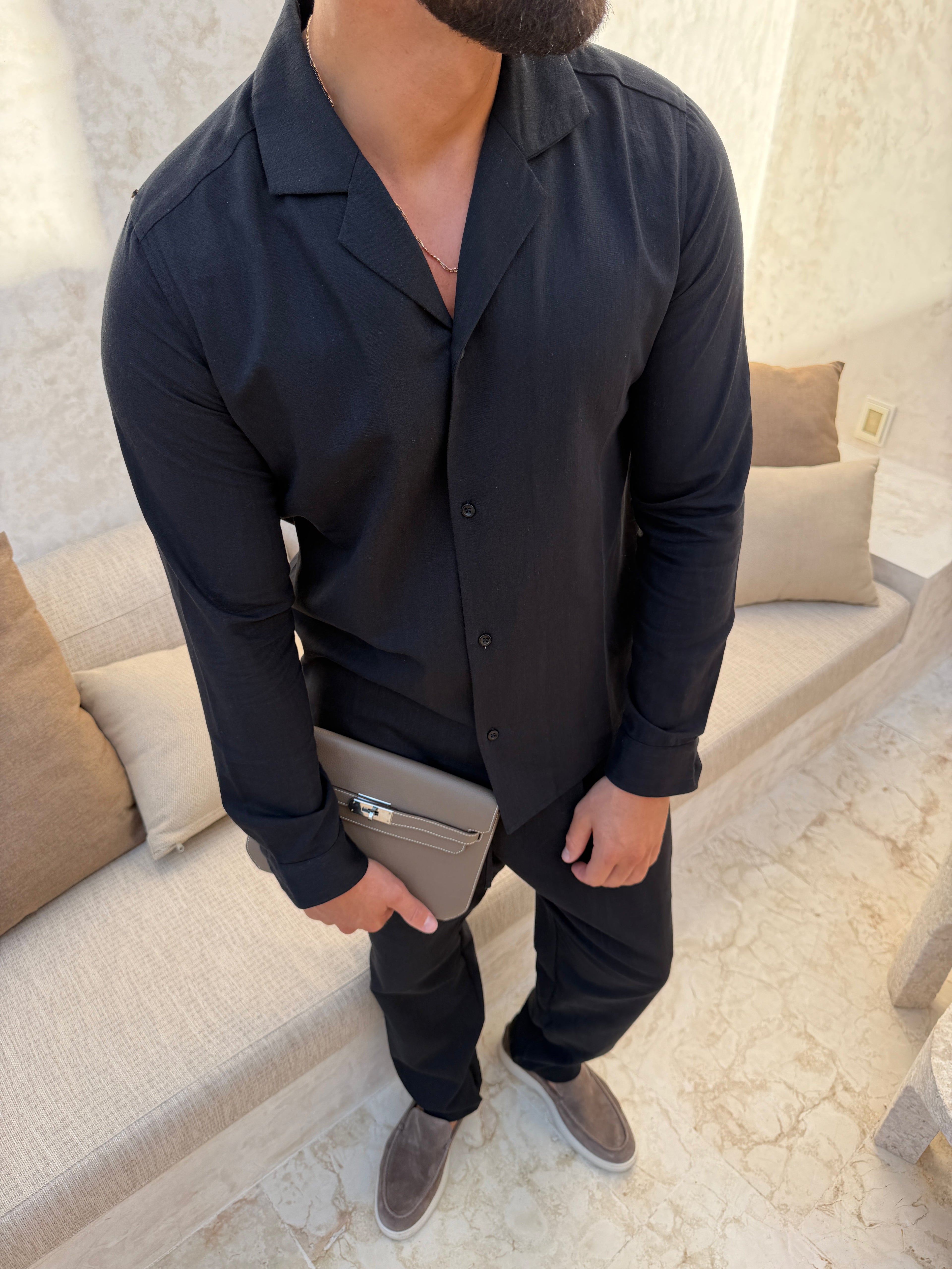 RIVÉ CLASSIC LINEN SHIRT - BLACK