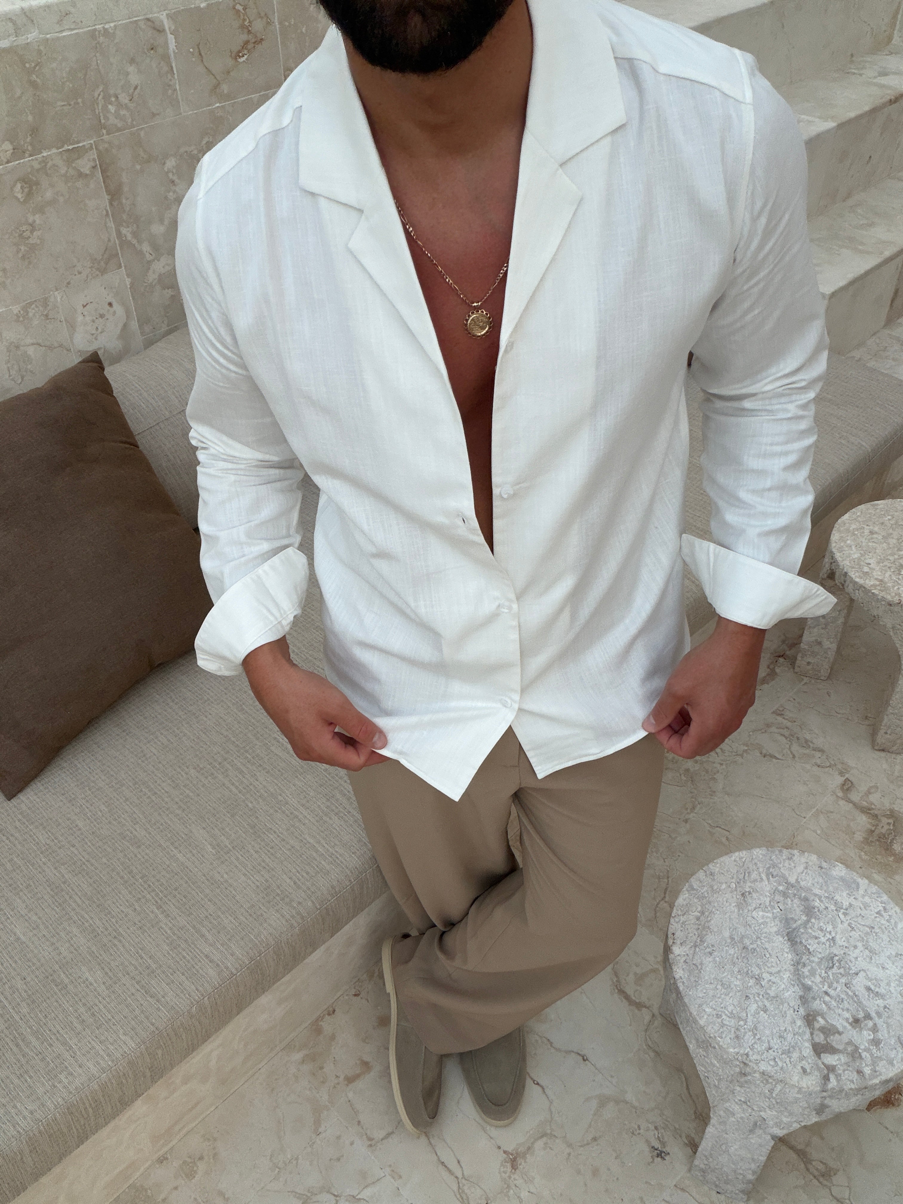 RIVÉ CLASSIC LINEN SHIRT - WHITE